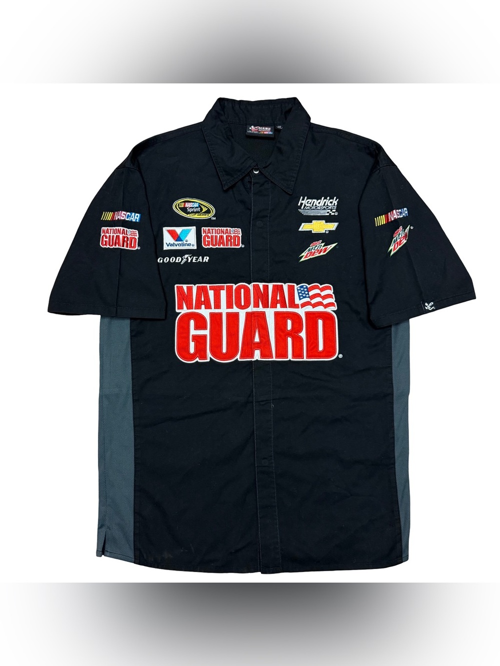 Y2K NASCAR Chase Authentics Dale Earnhardt Jr. National Guard Pit Shirt Black M